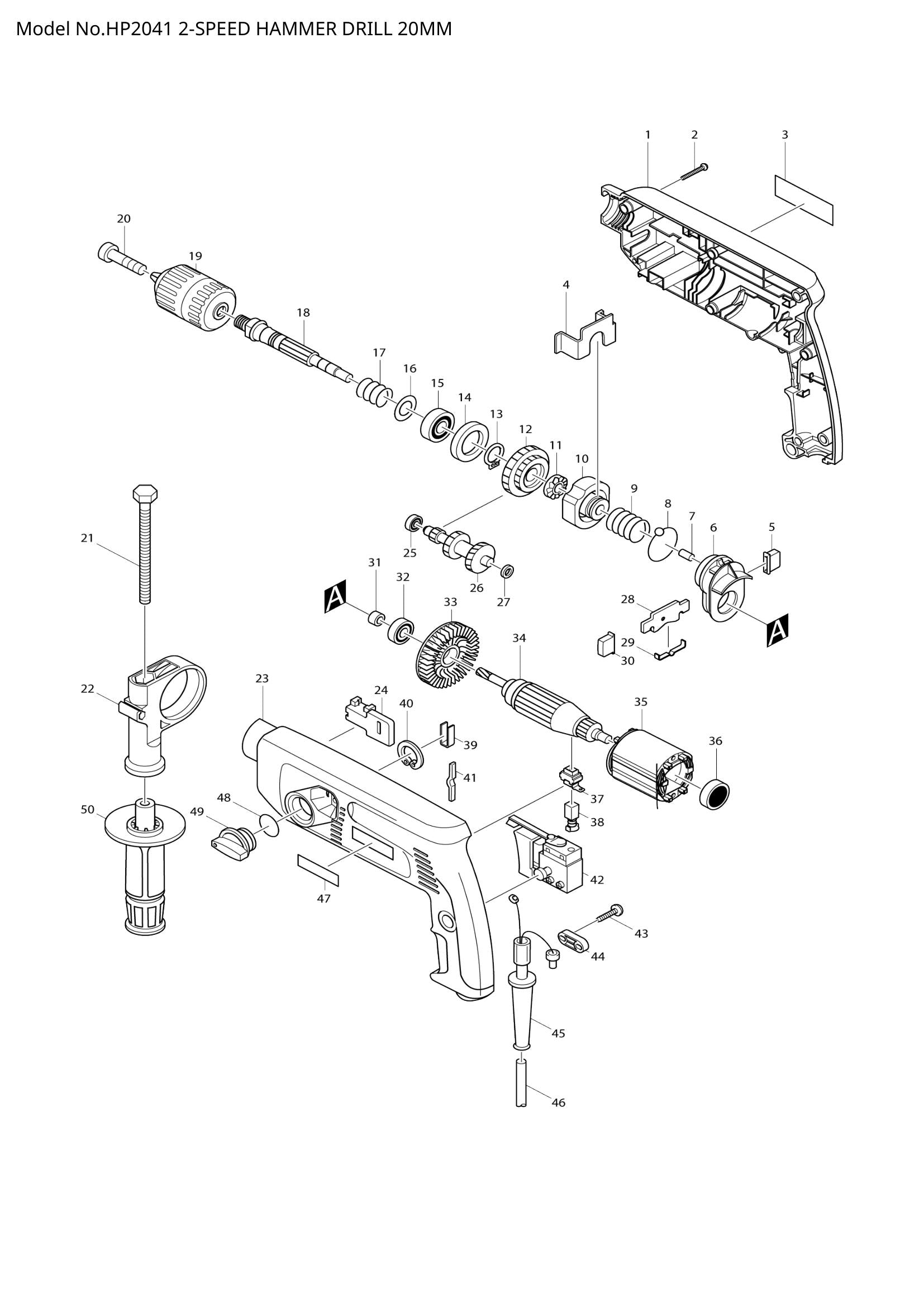HP2041 exploded view