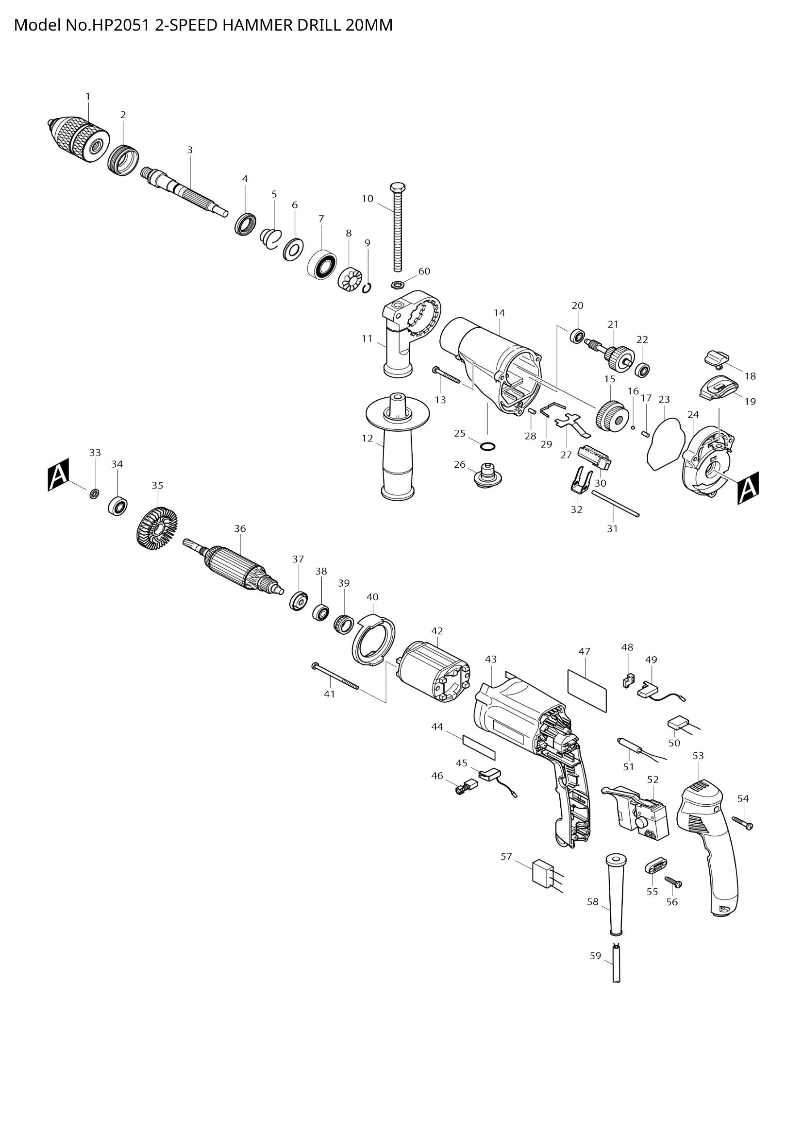 HP2051 exploded view