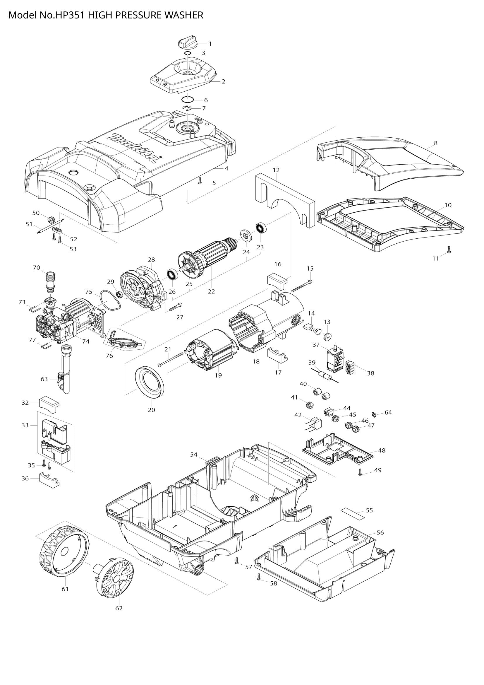 HP351 exploded view