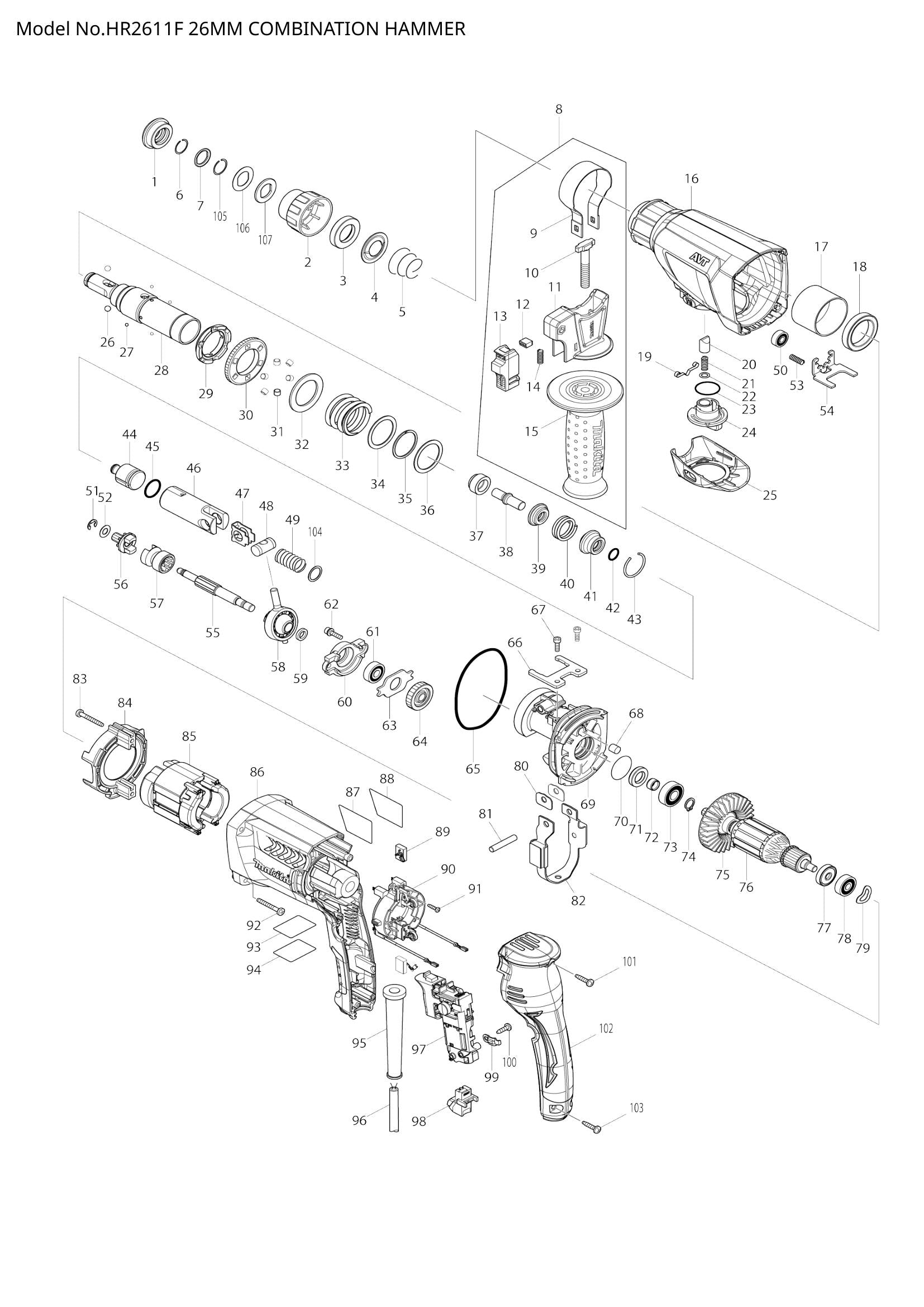 HR2611F exploded view