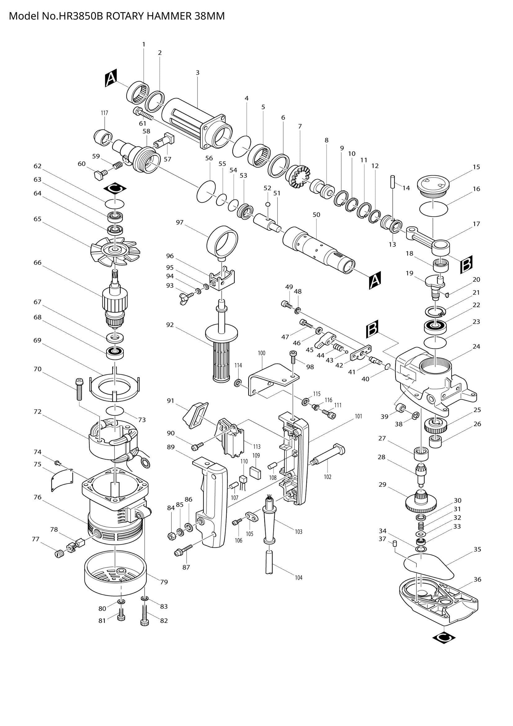 HR3850B exploded view