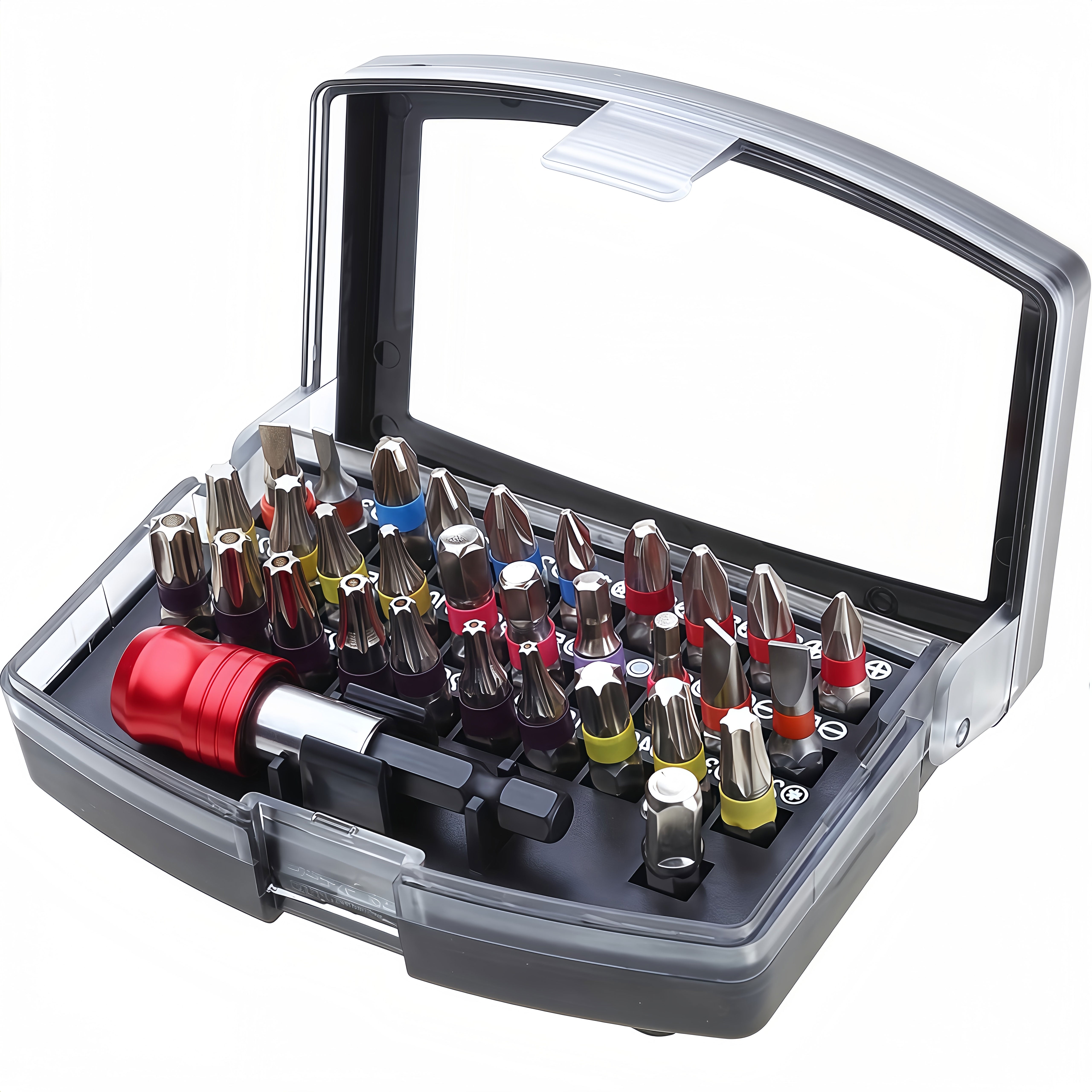 32 vnt. greito atleidimo magnetinių atsuktuvų antgalių rinkinys CRV+PZ dėžutėje