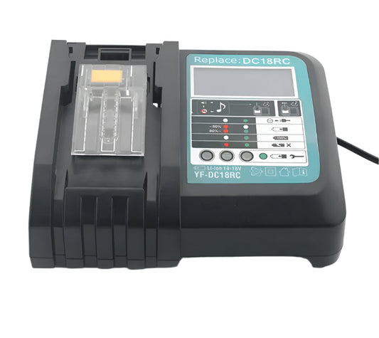 Įkroviklis tinkantis Makita DC18RC kraunamiems akumuliatoriams nuo  14.4V iki  18V BL1830 BL1840 BL1850 3A galingumo. Naujas