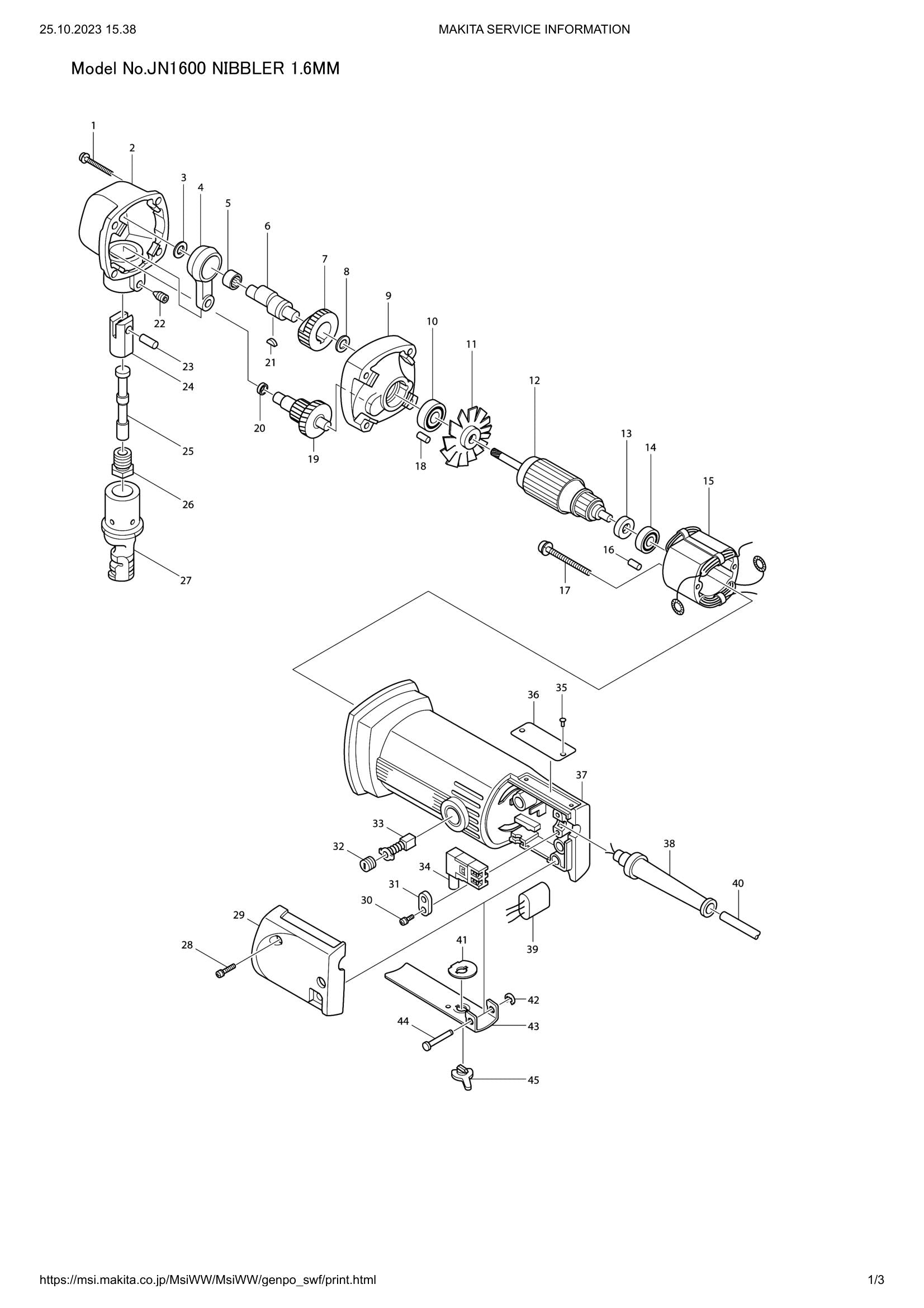 JN1600 exploded view