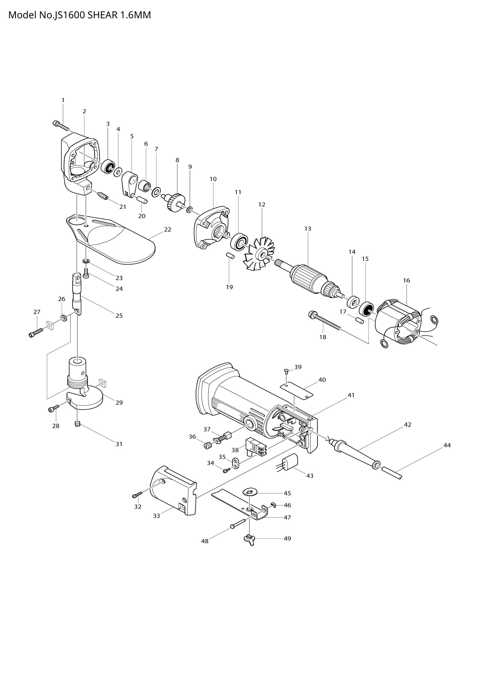 JS1600 exploded view
