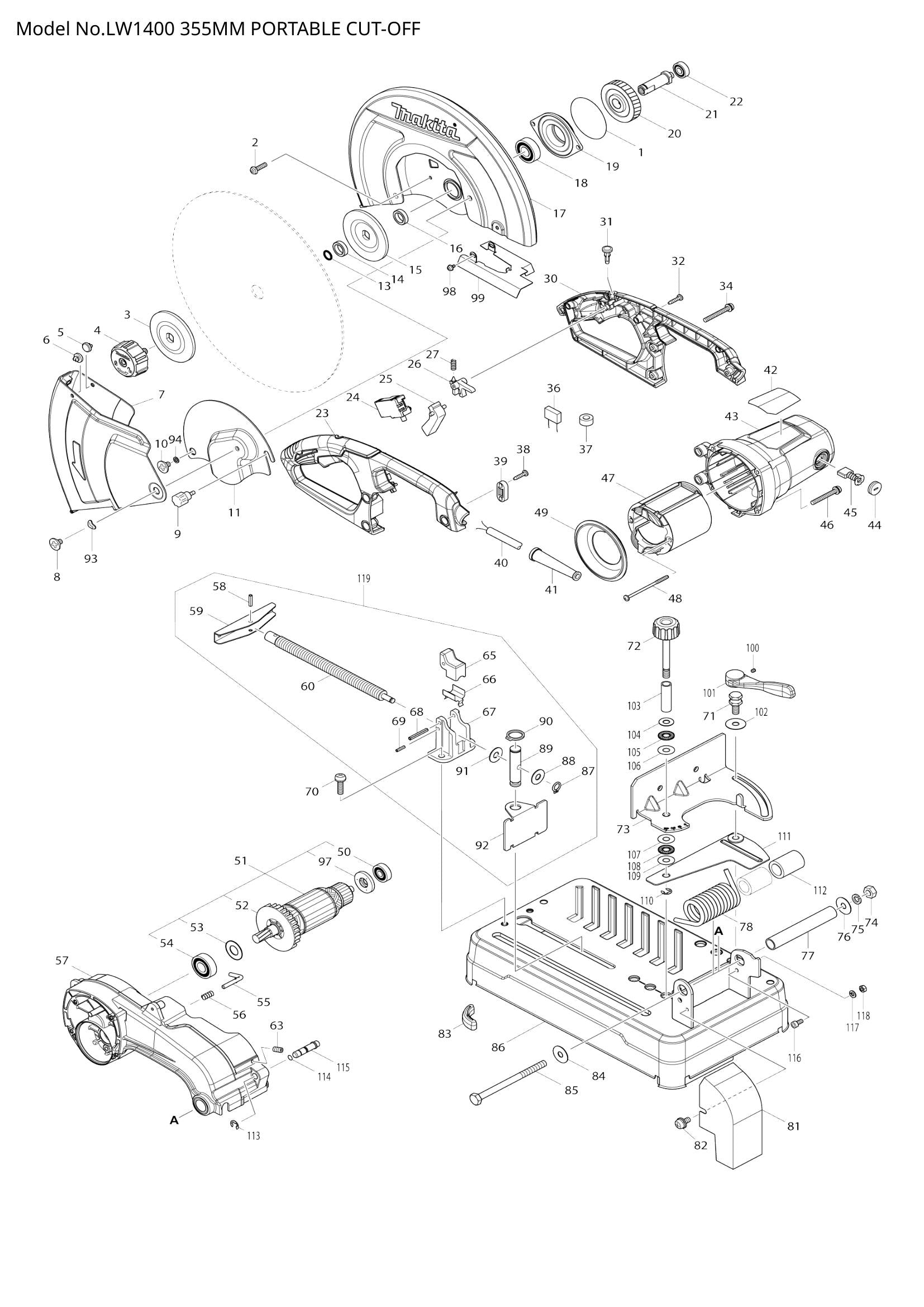 LW1400 exploded view