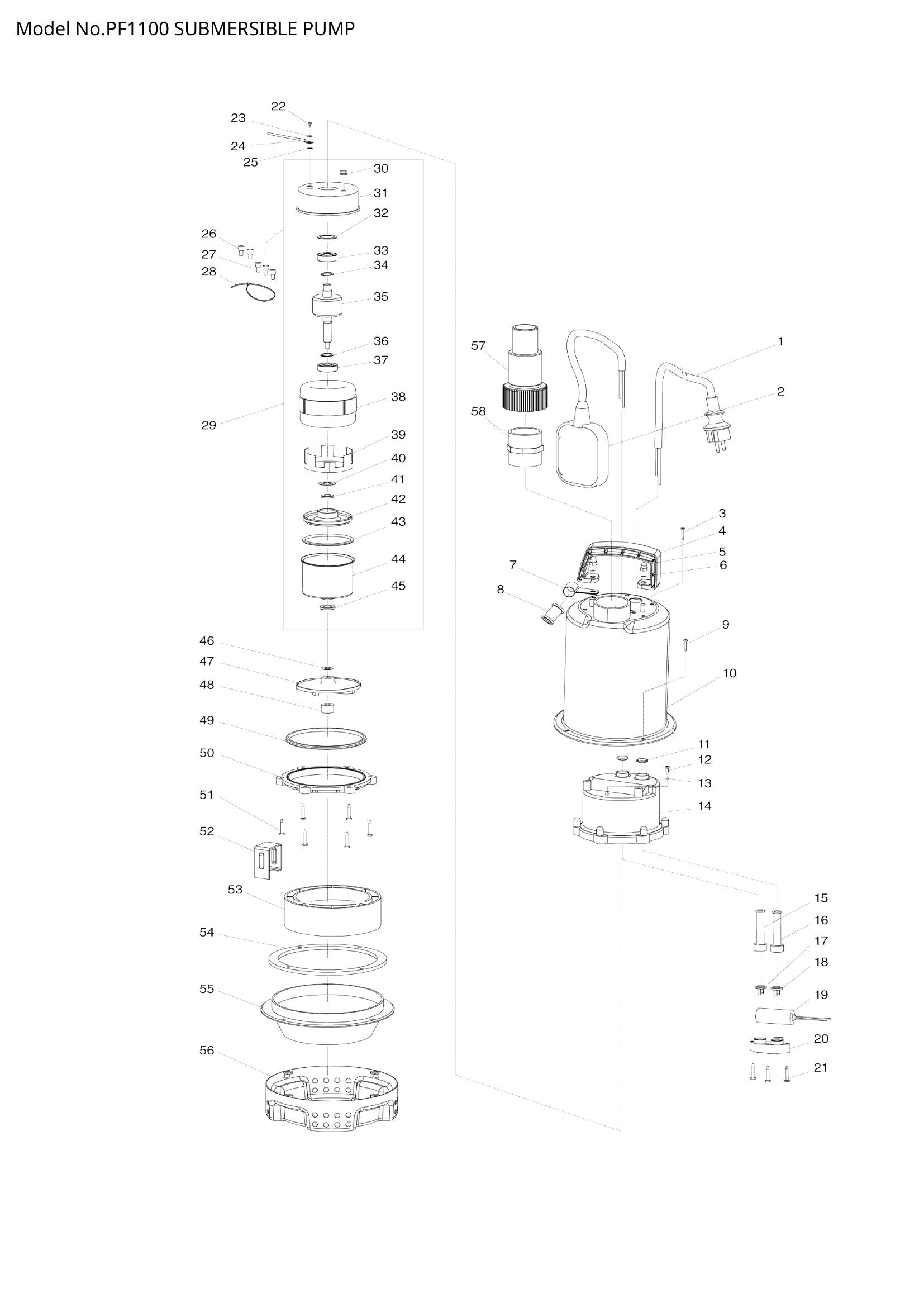 PF1100 exploded view