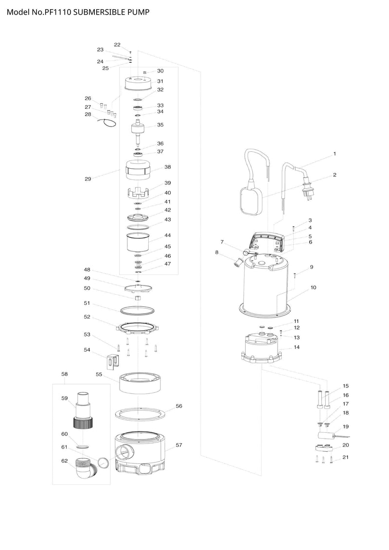 PF1110 exploded view
