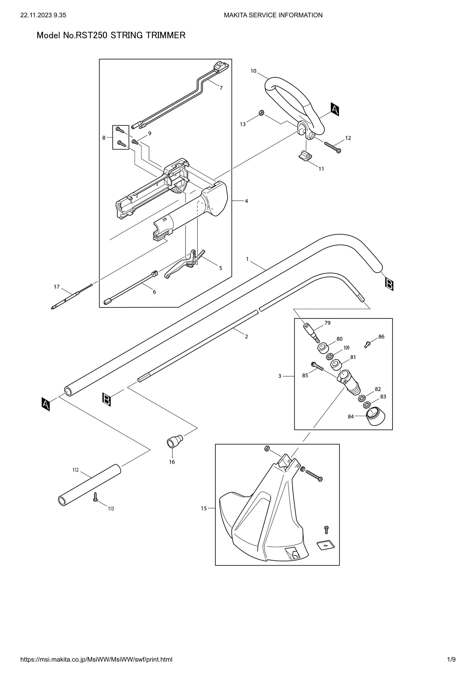 RST250 exploded view