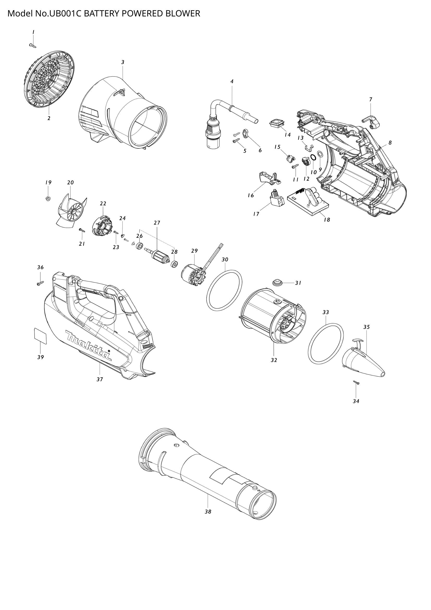 UB001C exploded view