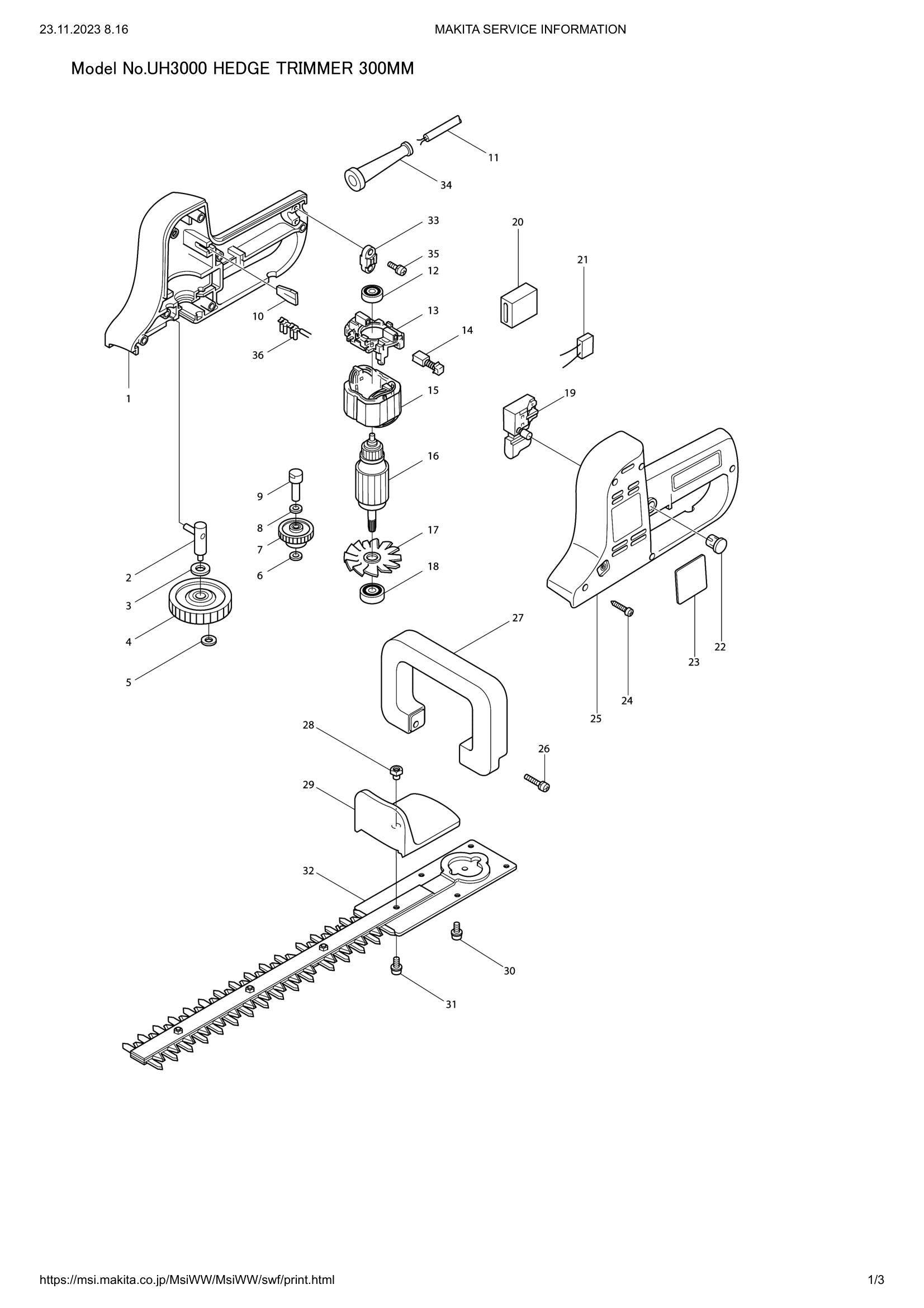 UH3000 exploded view