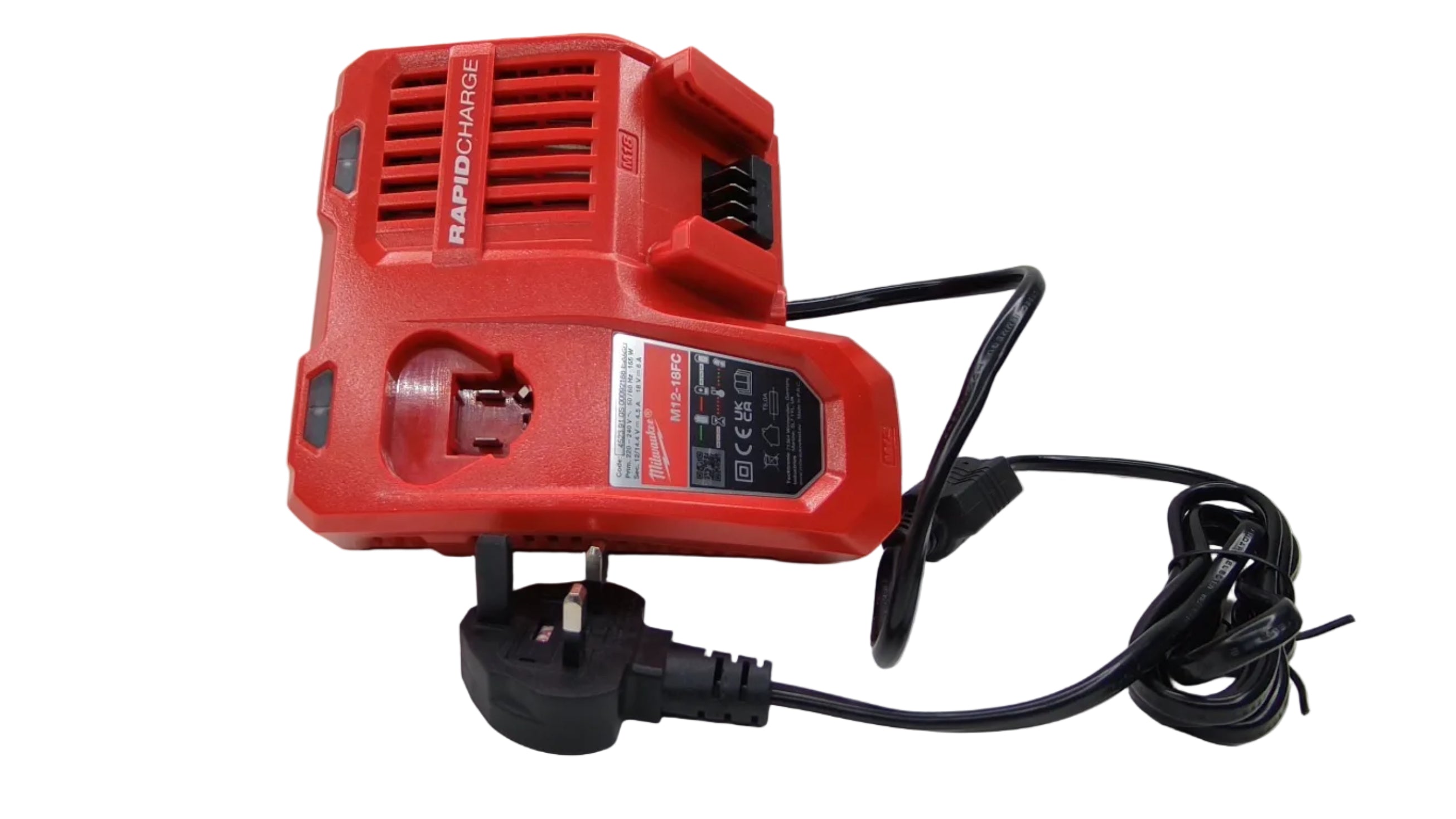 Milwaukee M12-18FC Schnellladegerät für M18- und M12-Akkus mit UK-Stecker