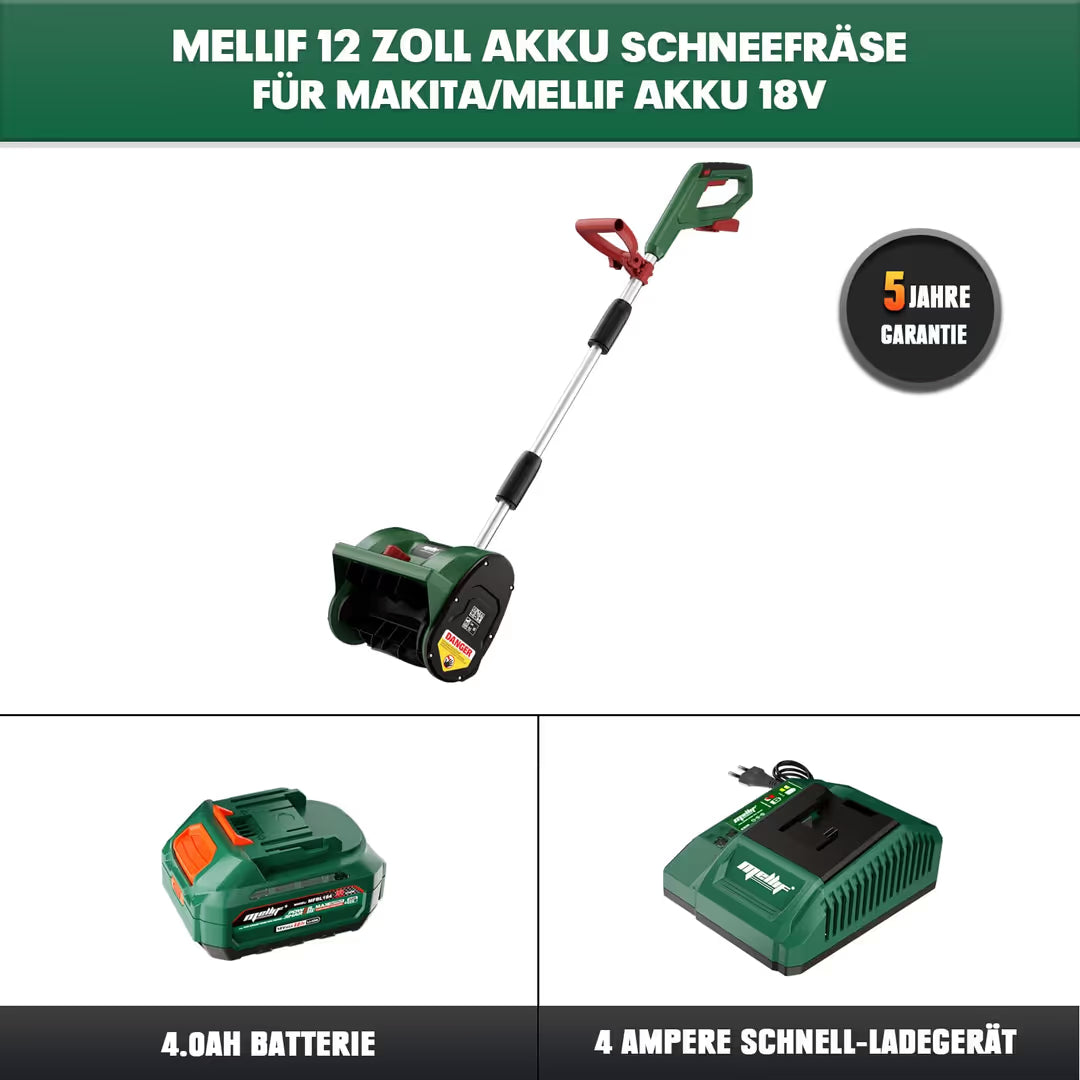 Schneefräsen – Akku-Elektrogeräte, 4,0 Ah Akkus, 30 cm Breite